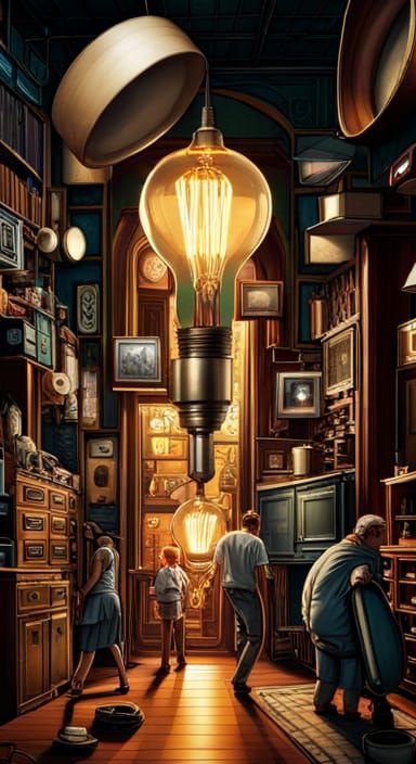 Maximalist Laboratory with Central Light Bulb