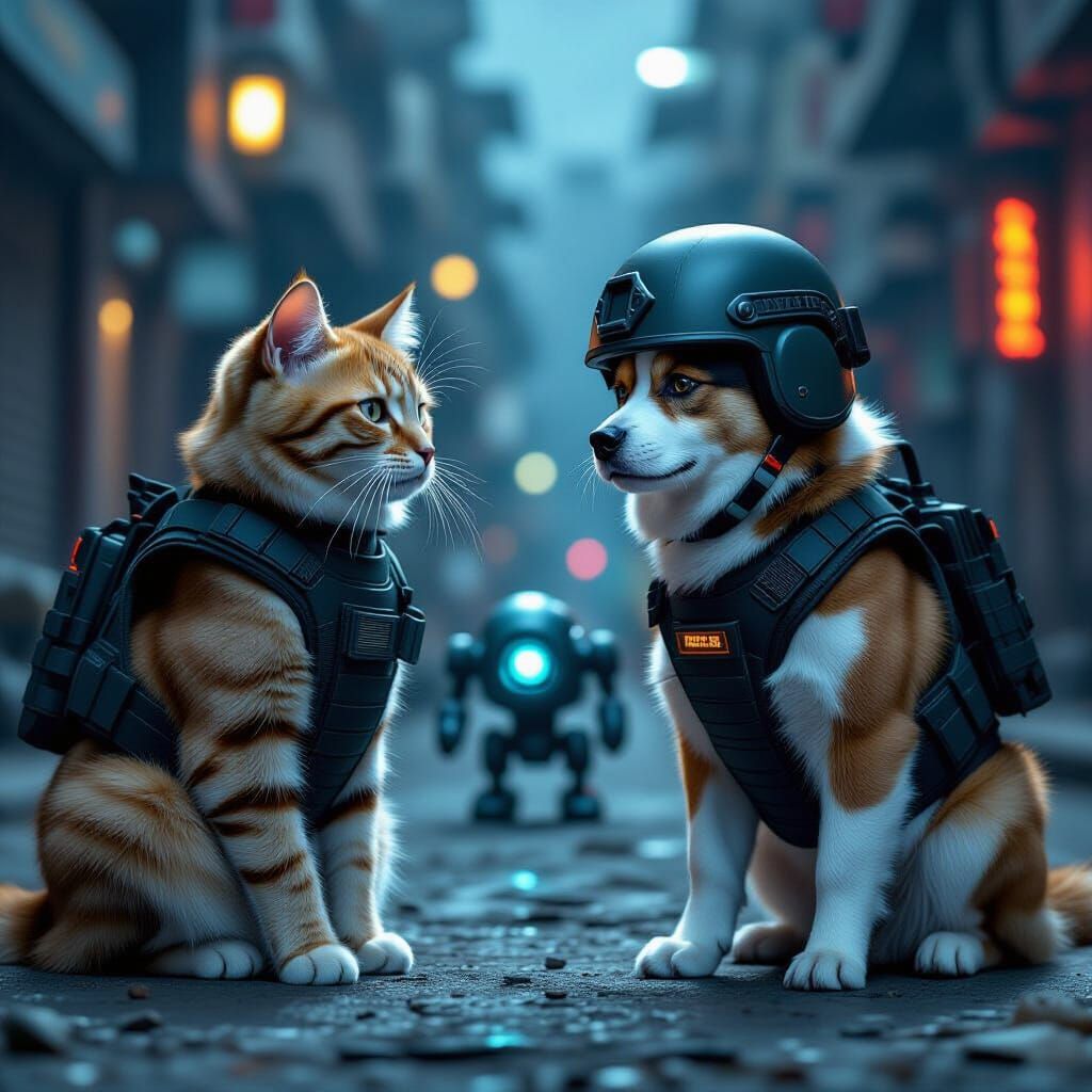 Cats & Dogs Fight Robots in Gritty Photorealism