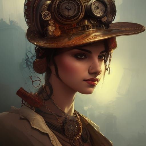 Steampunk Indian Girl Portrait in 8K