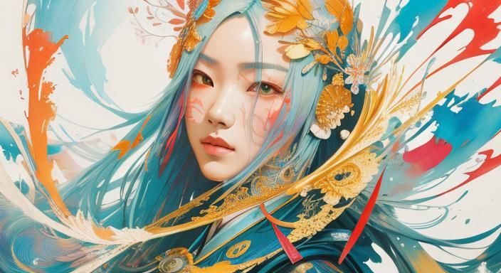 Japanese Military School Girl: Detailed Watercolor Art