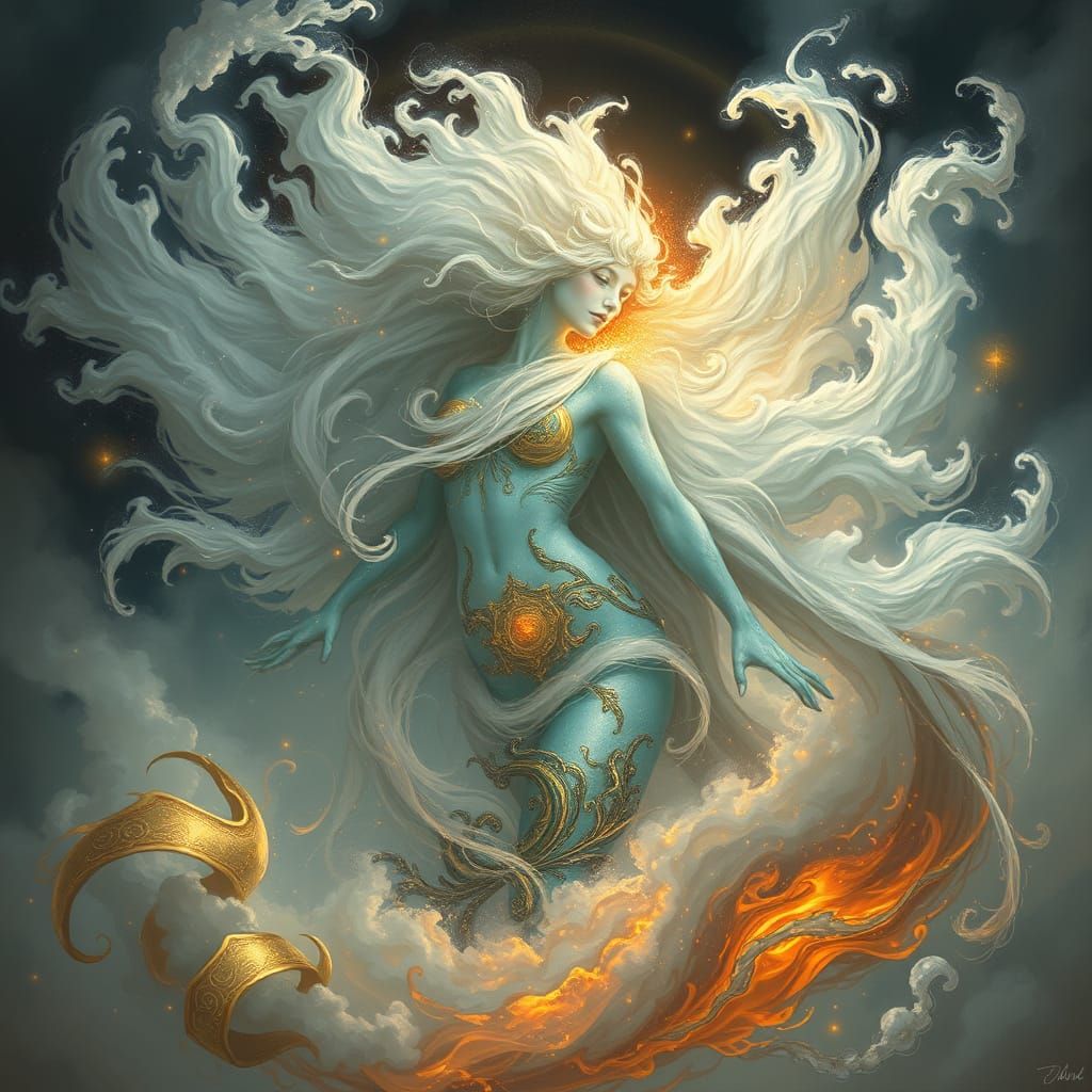 Celestial Goddess Emanates Ethereal Light