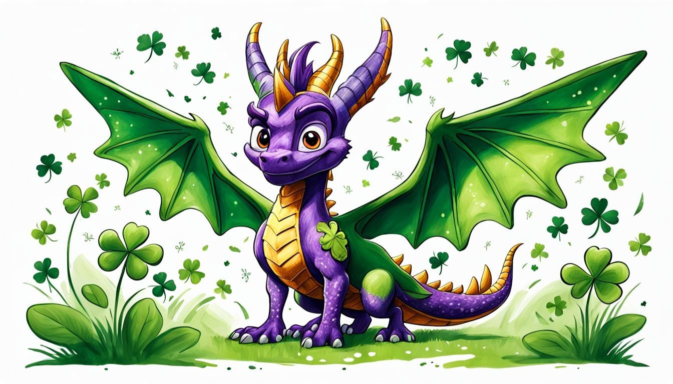 Spyro Celebrates St. Patrick's Day: A Disney-Style Sketch