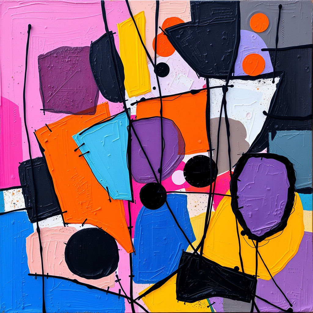 Abstract Oil Painting in the Style of Juan Miro