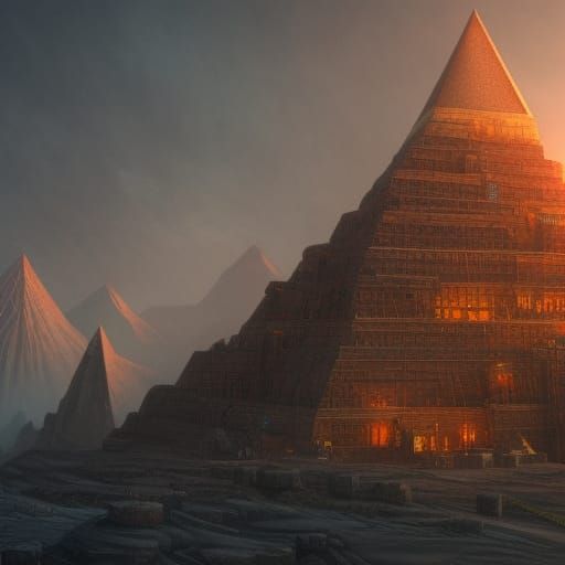 Fantastical Pyramid in Detailed Matte Painting Style