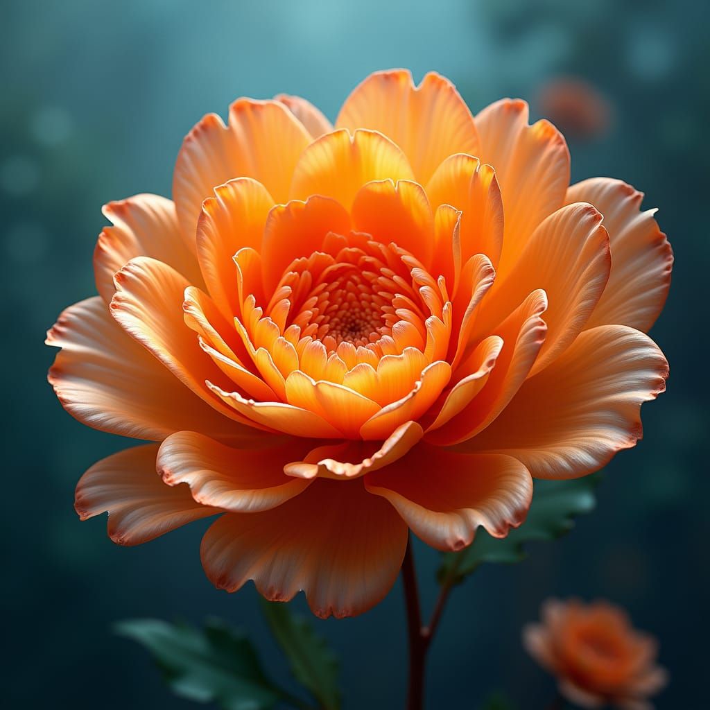 Ethereal Orange Chaos Flower in Matte Painting Style