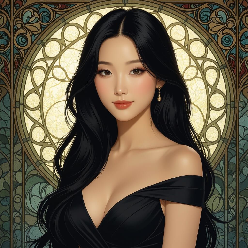 Elegant Asian Woman Portrait in Highly Realistic Style