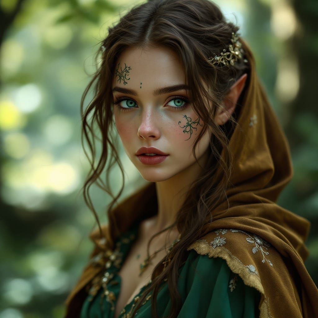 Ethereal Wood-Elf in Emerald Gown