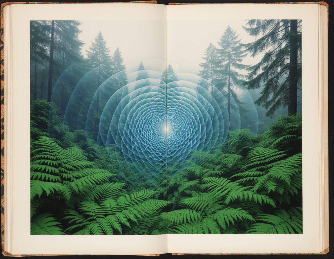 Surreal Inner Landscape with Fractal Ferns