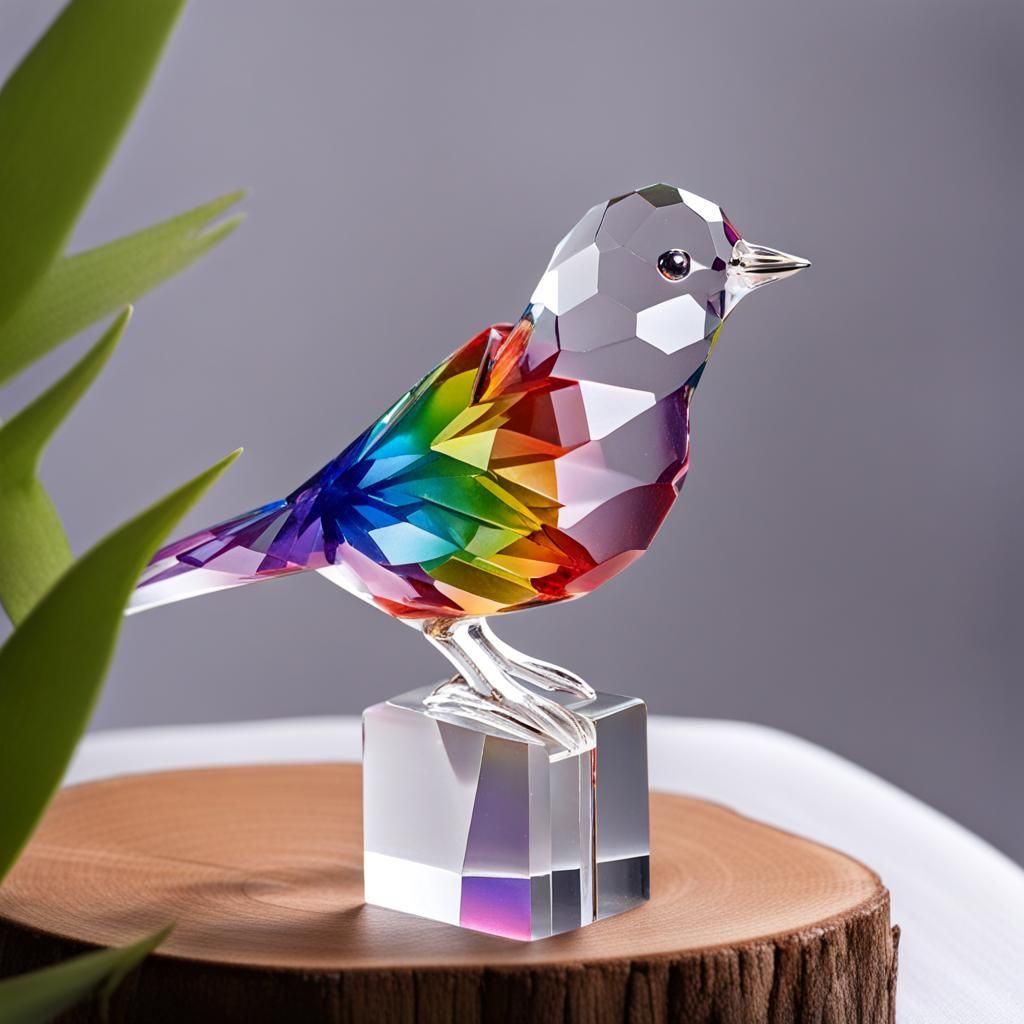 Rainbow Crystal Bird on Crystal Tree
