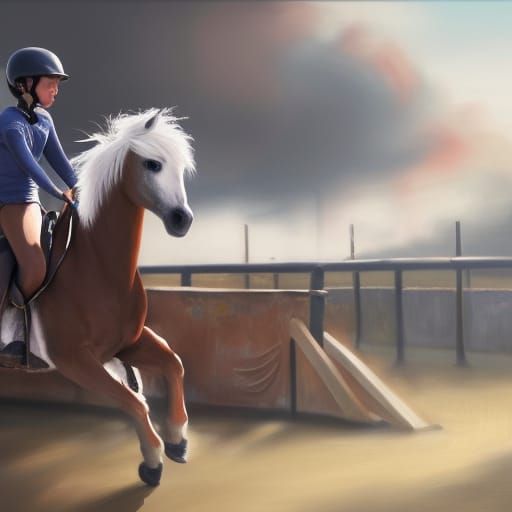 Equestrian Show Painting in Cyberpunk Style
