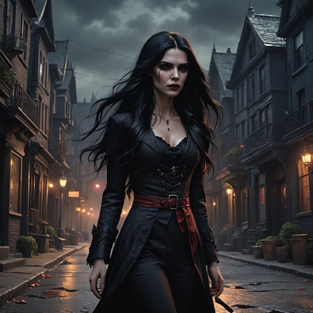 beautiful female vampire with long black hair