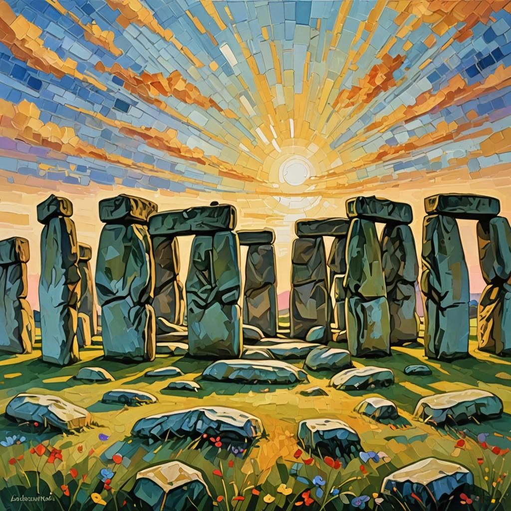 Stonehenge Summer Solstice in Expressionist Style