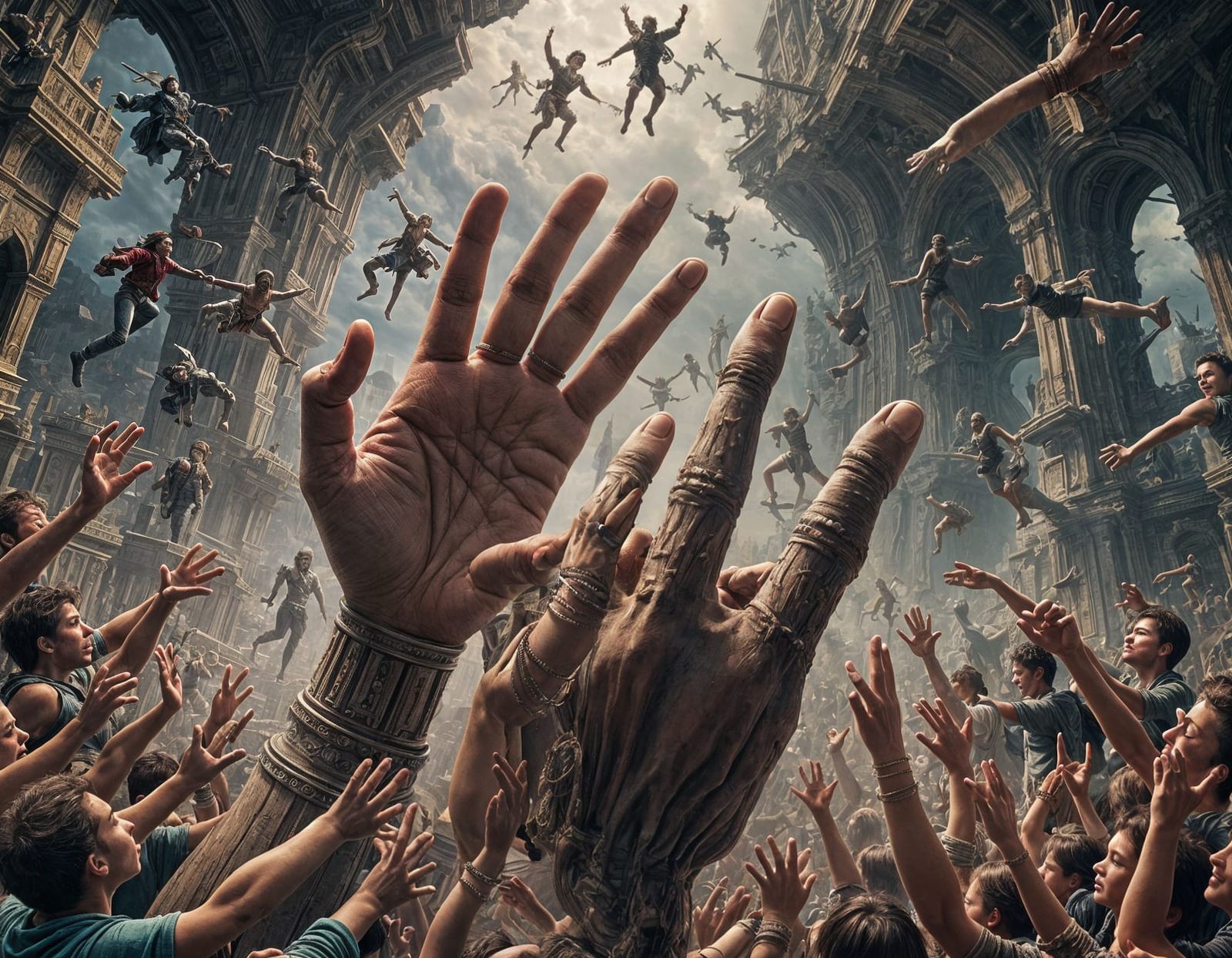 Miniature Dancers on a Giant Hand: Digital Matte Painting