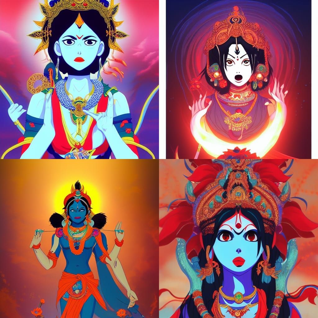 Goddess Kali in Anime Key Visual Style