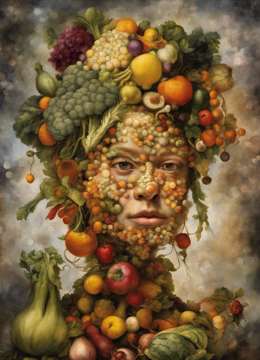 Portrait with veggies #3