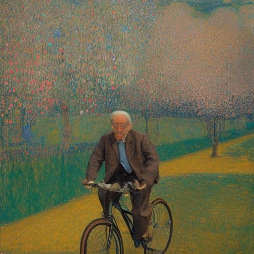 Vintage Gentleman Pedals Through Blooming Jacarandas in Time...