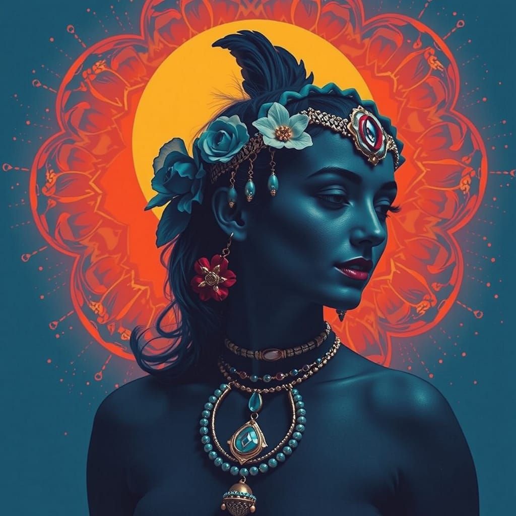 Psychedelic Garden Dream with Cosmic Mystery