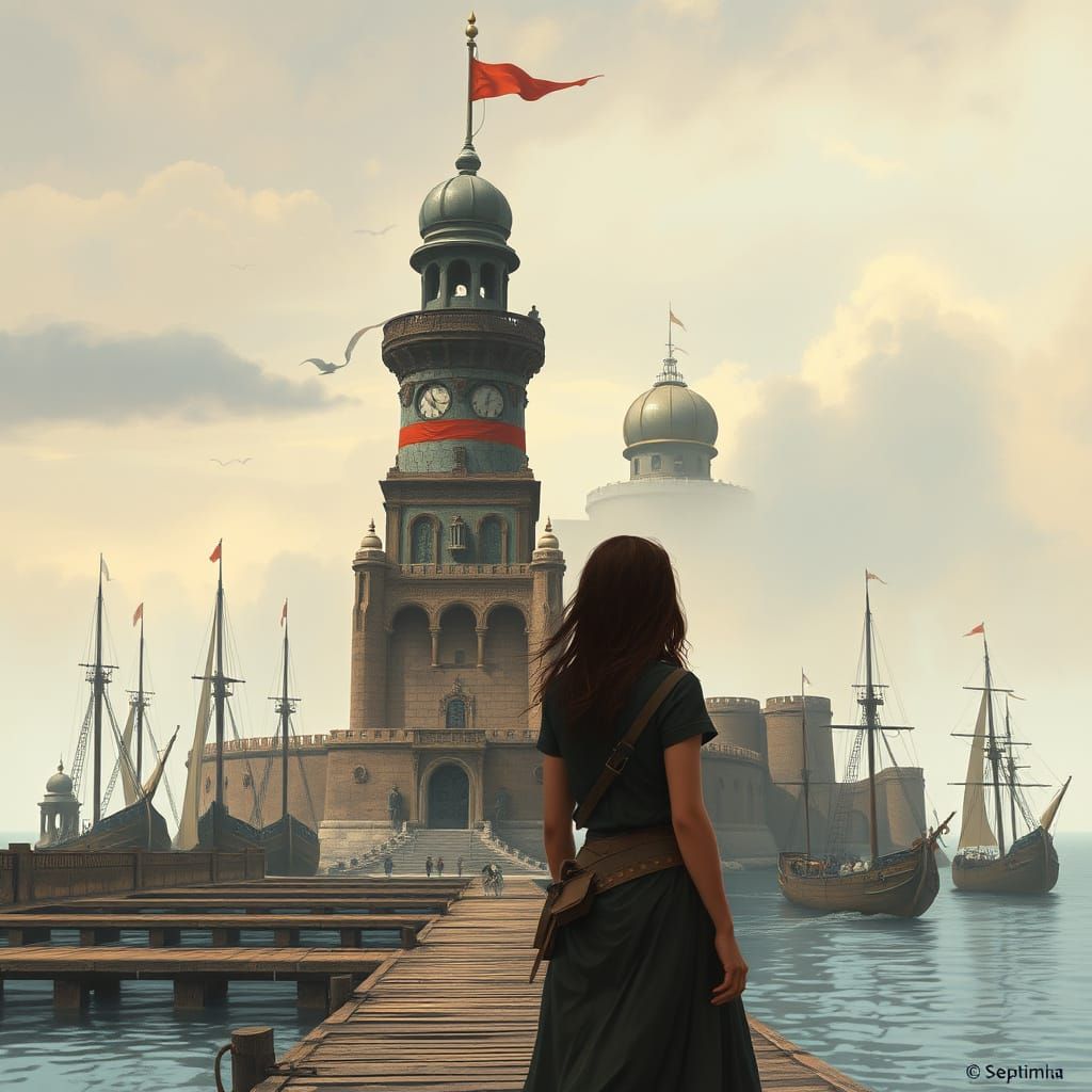 Septimia Port City View in Atmospheric Concept Art Style