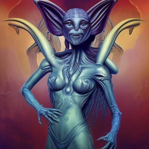 Surreal Star Wars Alien Bar, Mucha and Giger Style