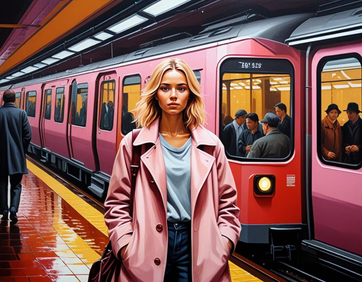 Tokyo Subway Scene as Expressive Oil Painting