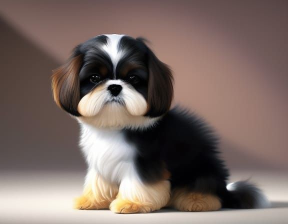 Hyperrealistic Shih Tzu Portrait in Oil Painting Style