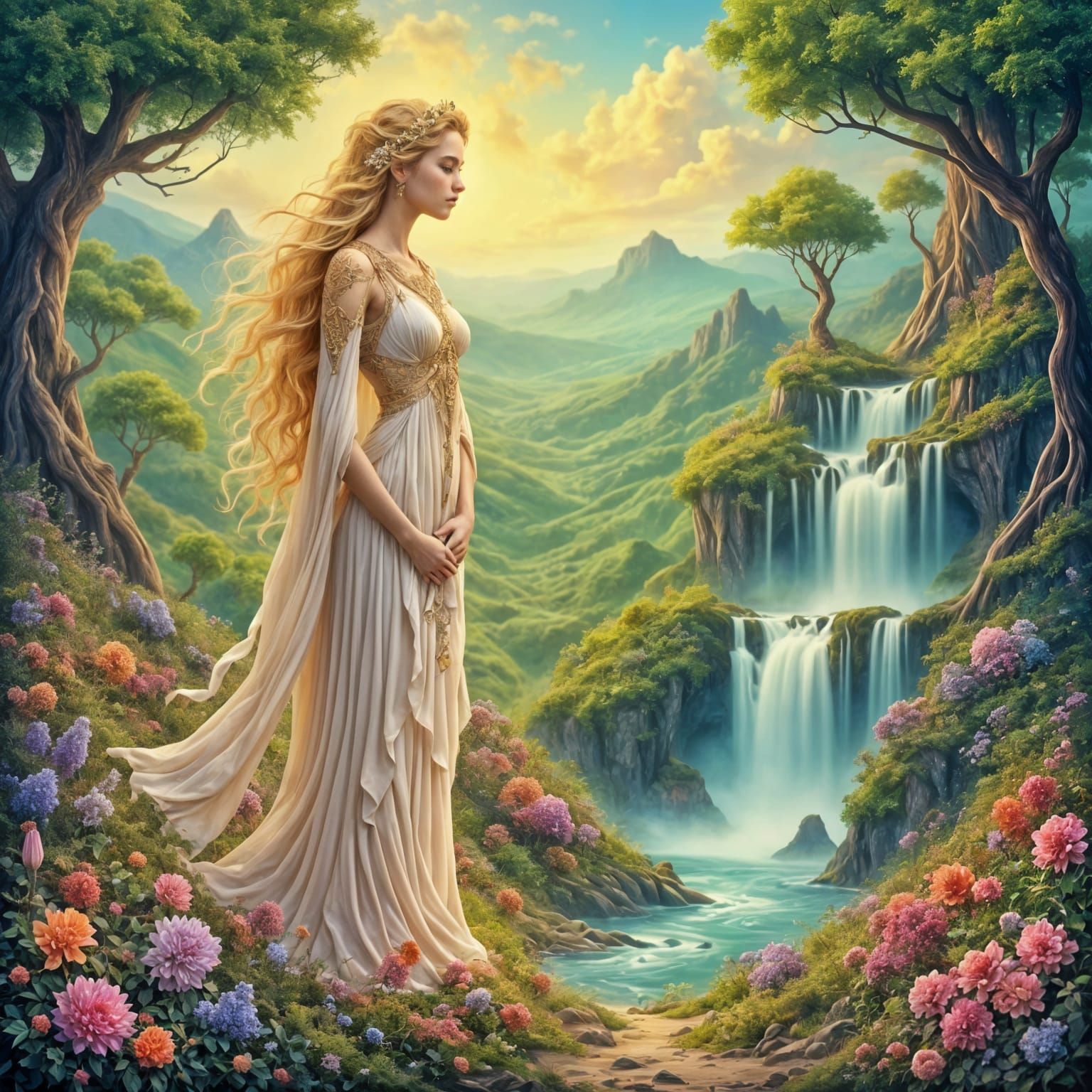 Goddess in a Majestic Background