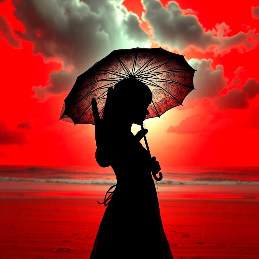 Ethereal Encounter on a Stormy Beach