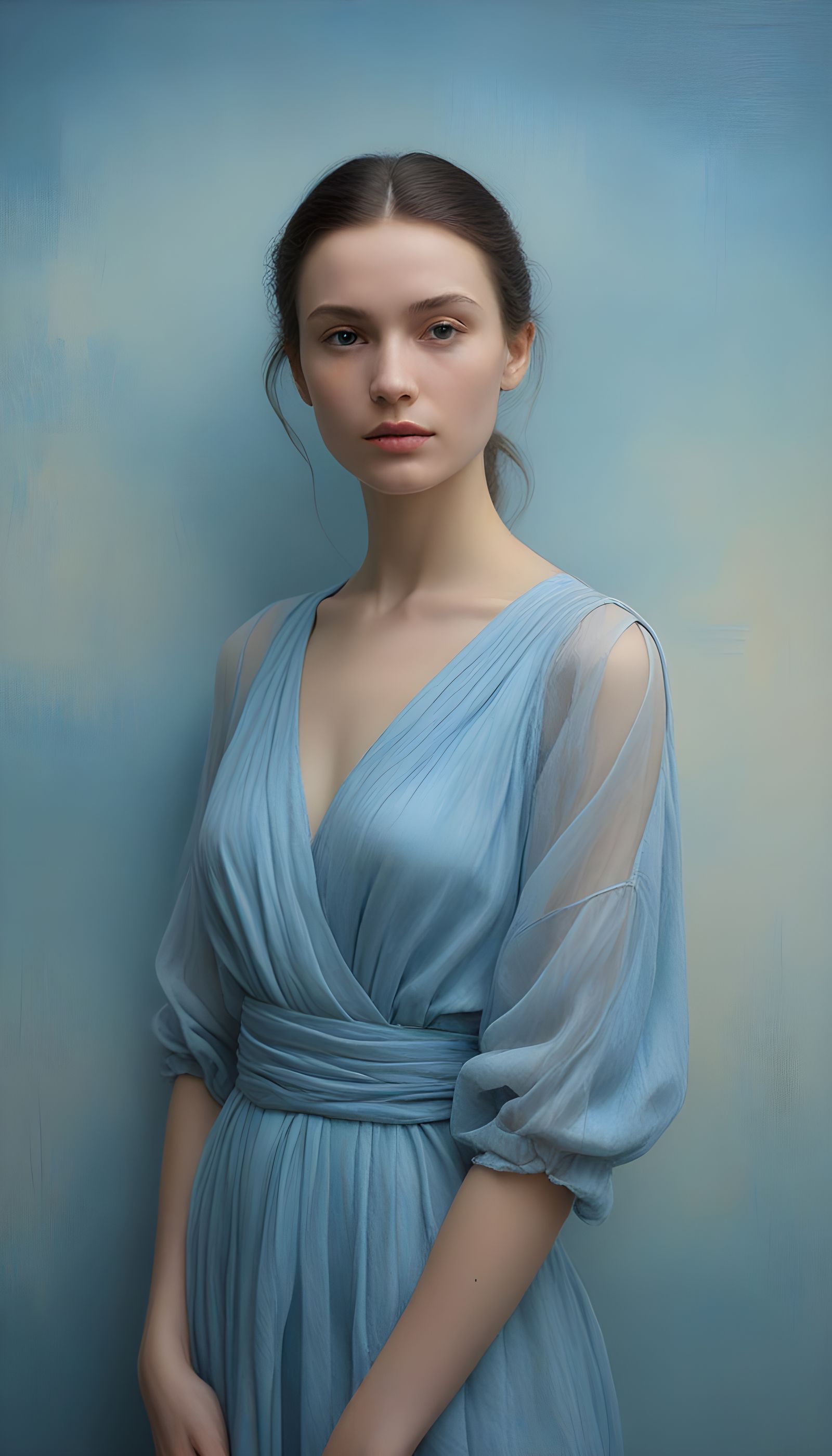 Blue Portrait in Soft Warmth