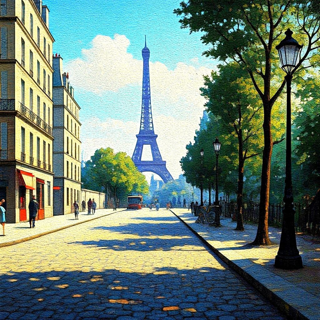 Pointillist Scene in La Grande Jatte Style