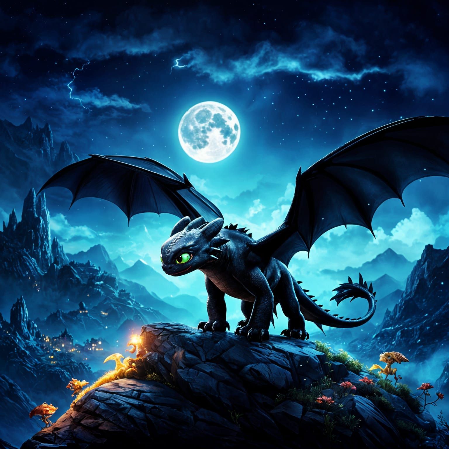 Dragon King Illuminates Midnight Sky