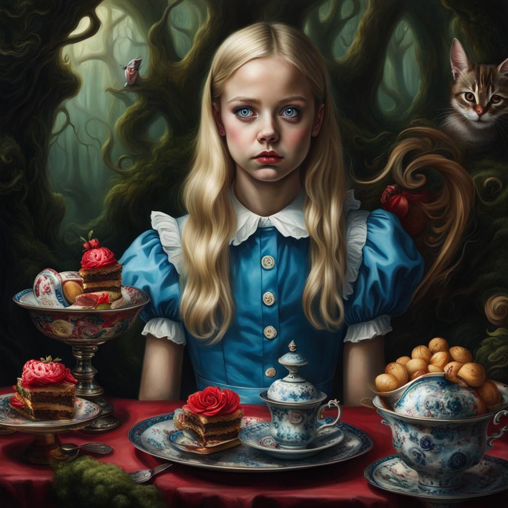 Evil Alice in Wonderland: Hyperrealistic Portrait