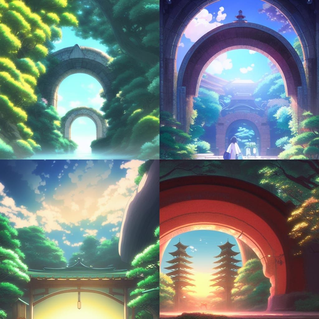 Japanese Arch Portal: Studio Ghibli Anime Style
