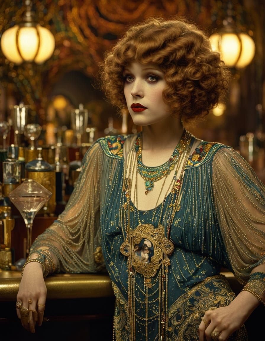 Flapper in Speakeasy, Art Deco Style
