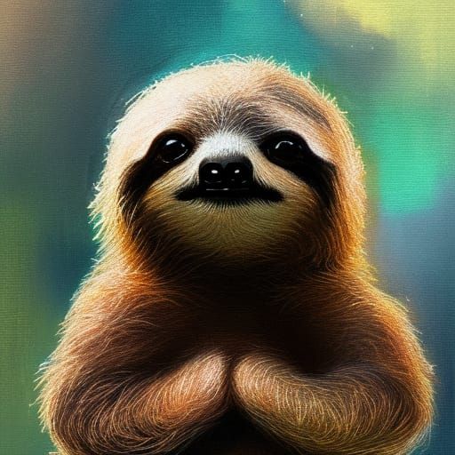 Intricate Chibi Sloth Fine Art