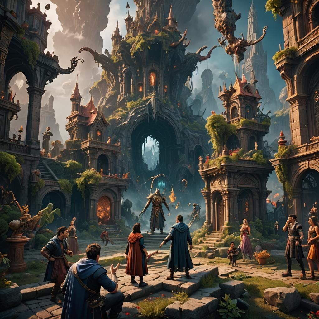 Friends Arguing: Detailed Matte Painting