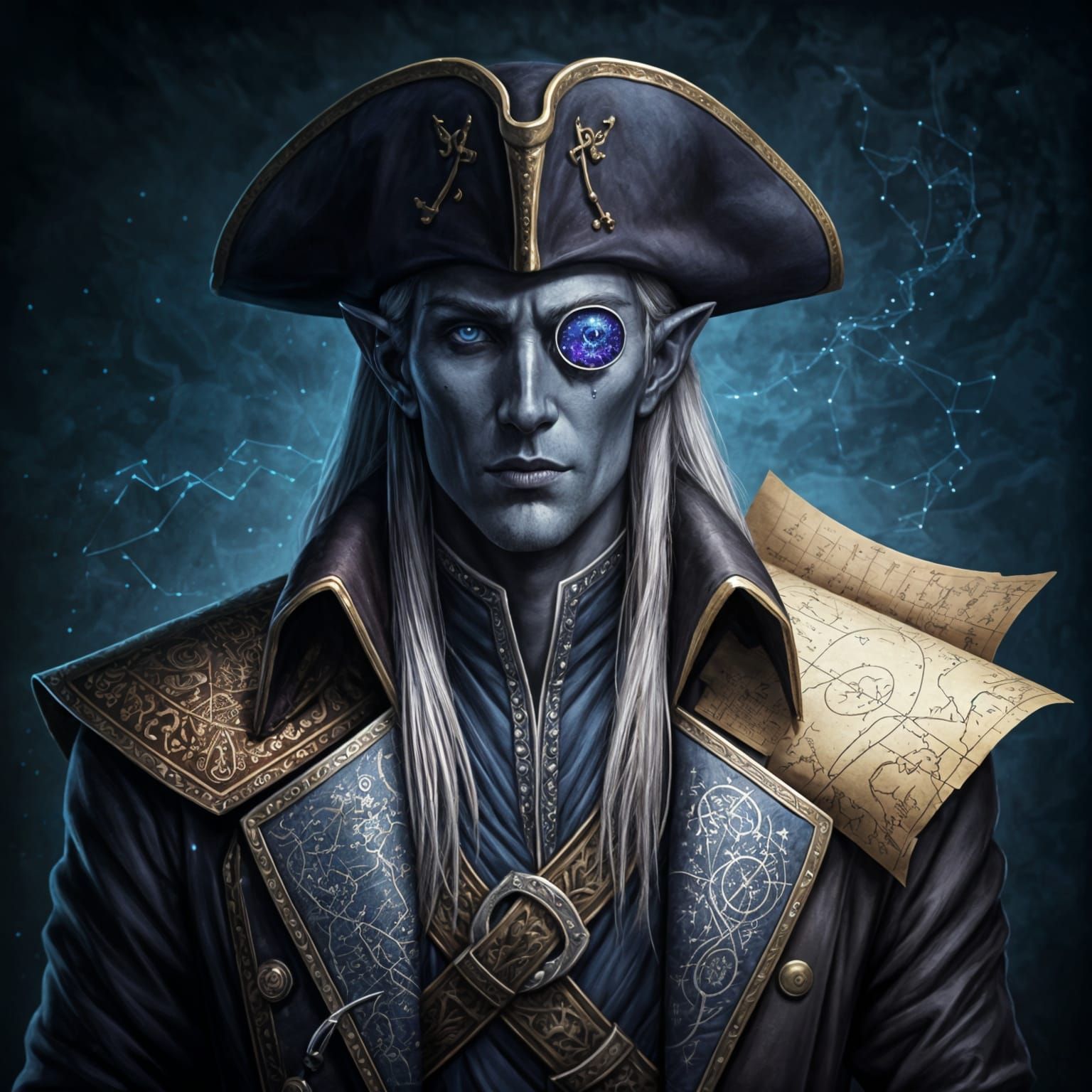 Drow Pirate with Constellation Monocle