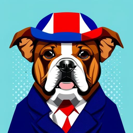 Bulldog in Union Jack Waistcoat: Pop Art Screen Print