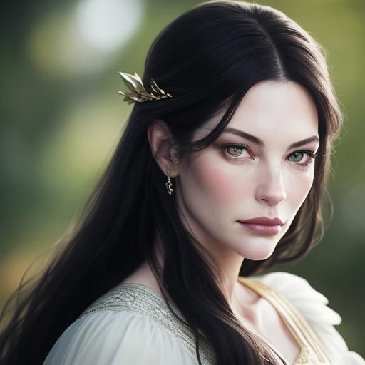 Ethereal Portrait of Arwen with Golden Glow
