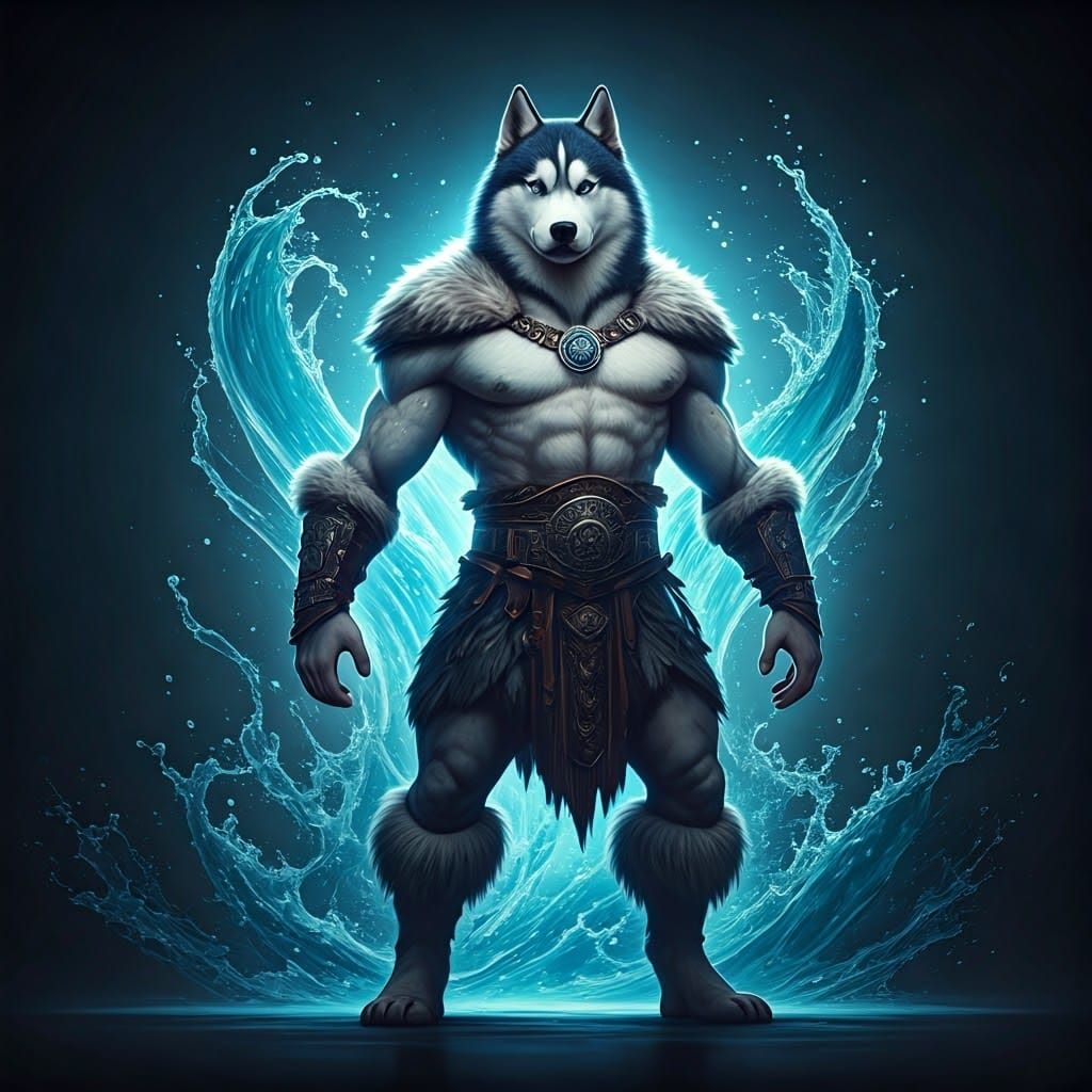 Character #13 - Siberian husky as the barbaric viking