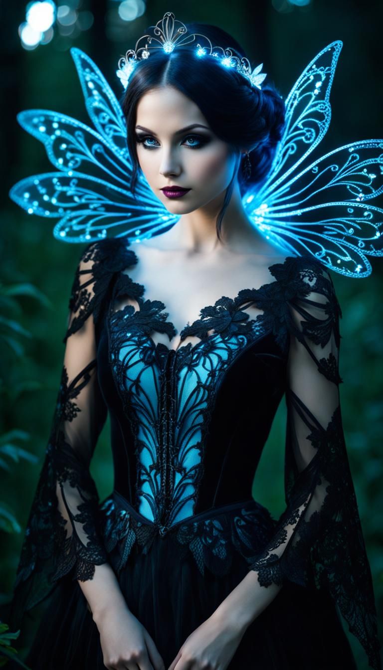 Bioluminescent Fairy in Gothic Attire