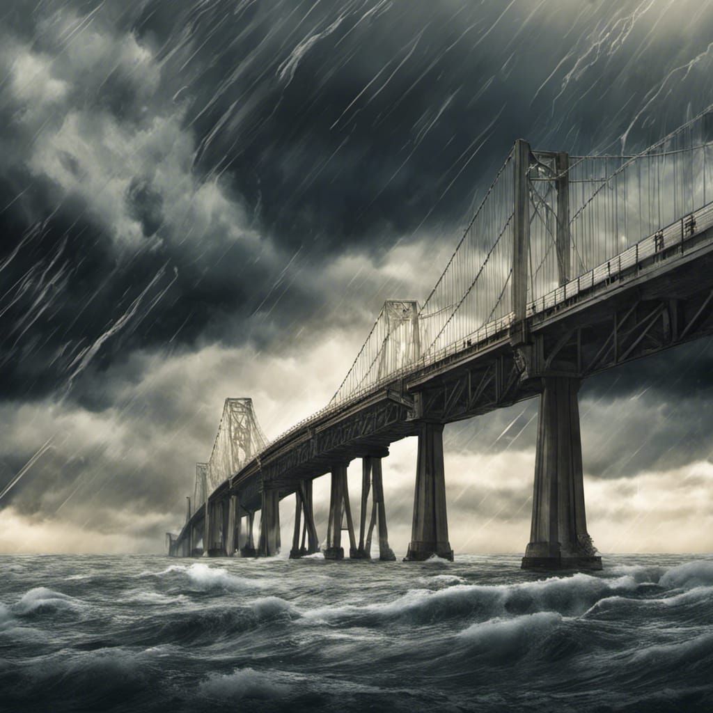 a dynamic composition of the Chesapeake Bay Bridge-Tunnel di...