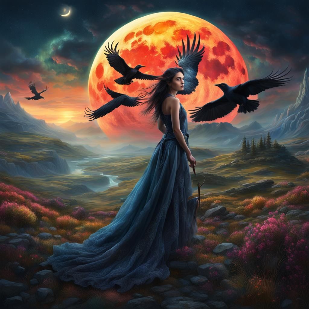 Ethereal Woman in Epic Landscape: Digital Matte Painting