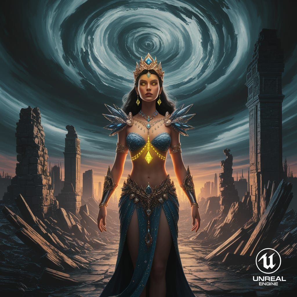 Princess Amidst Ruins: A Dark Fantasy Concept Art