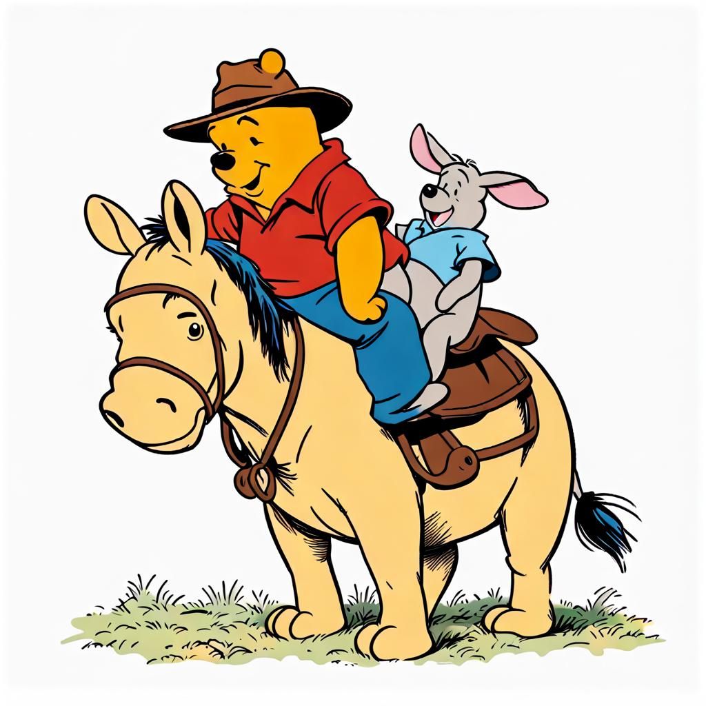 Winnie-the-Pooh and Eeyore as Cowboys