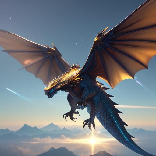 Majestic Dragon in Anime Style: Cinematic 3D Close-Up