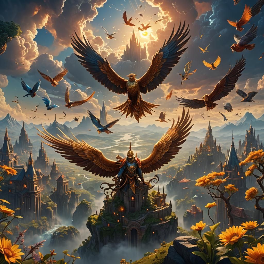 Fantastical Sunlit Sky Matte Painting in 8K