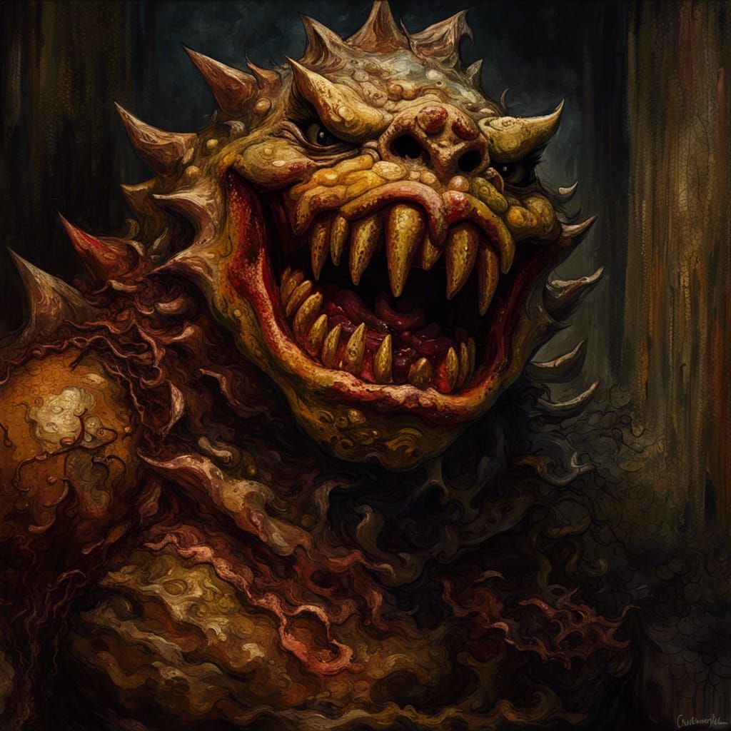 Grotesque Decaying Figure in Gothic Impressionist Style