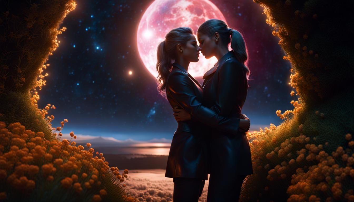 Cosmic Spring Night: Lesbians in Silver Filigree