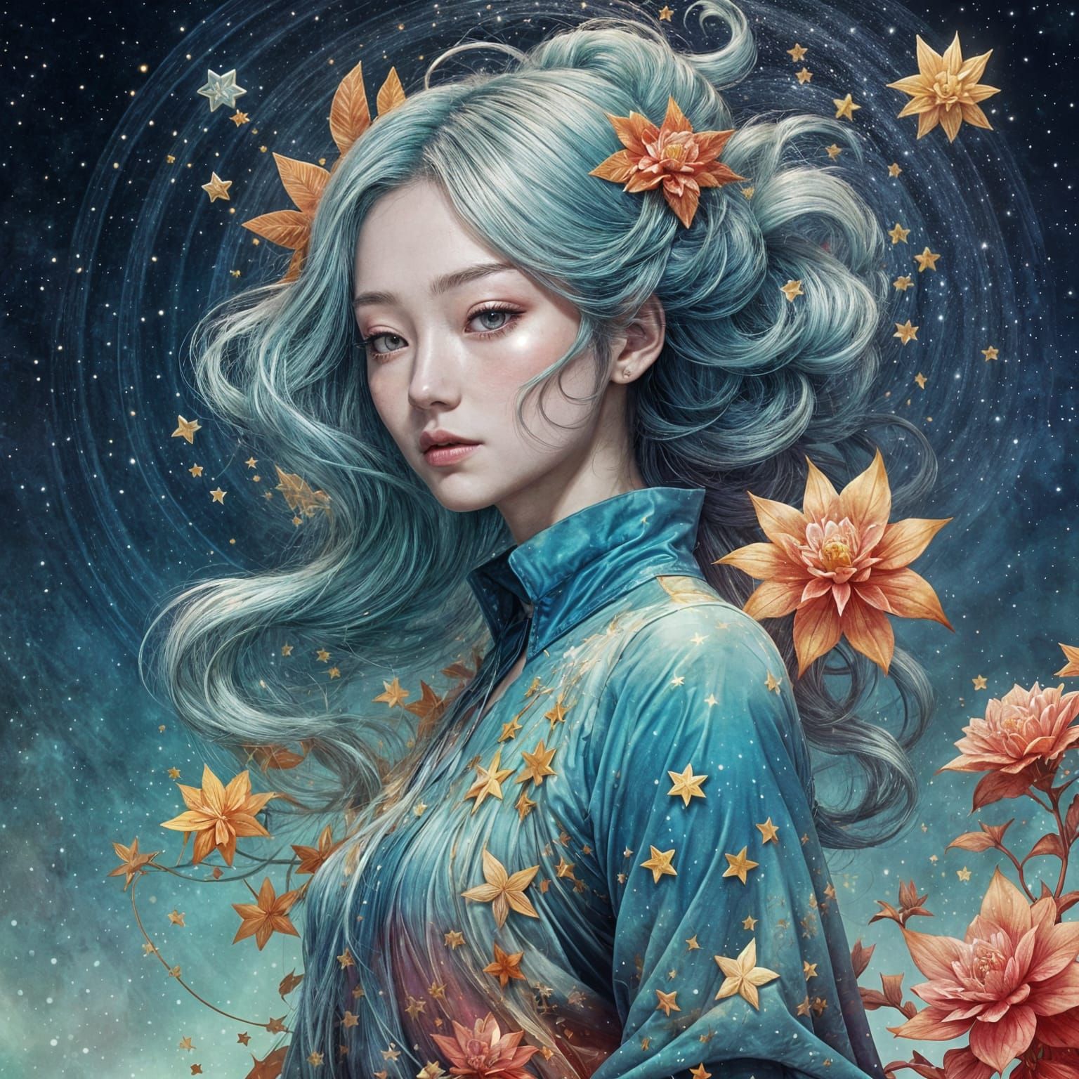 Fantasy Star Shower in Warm Tones