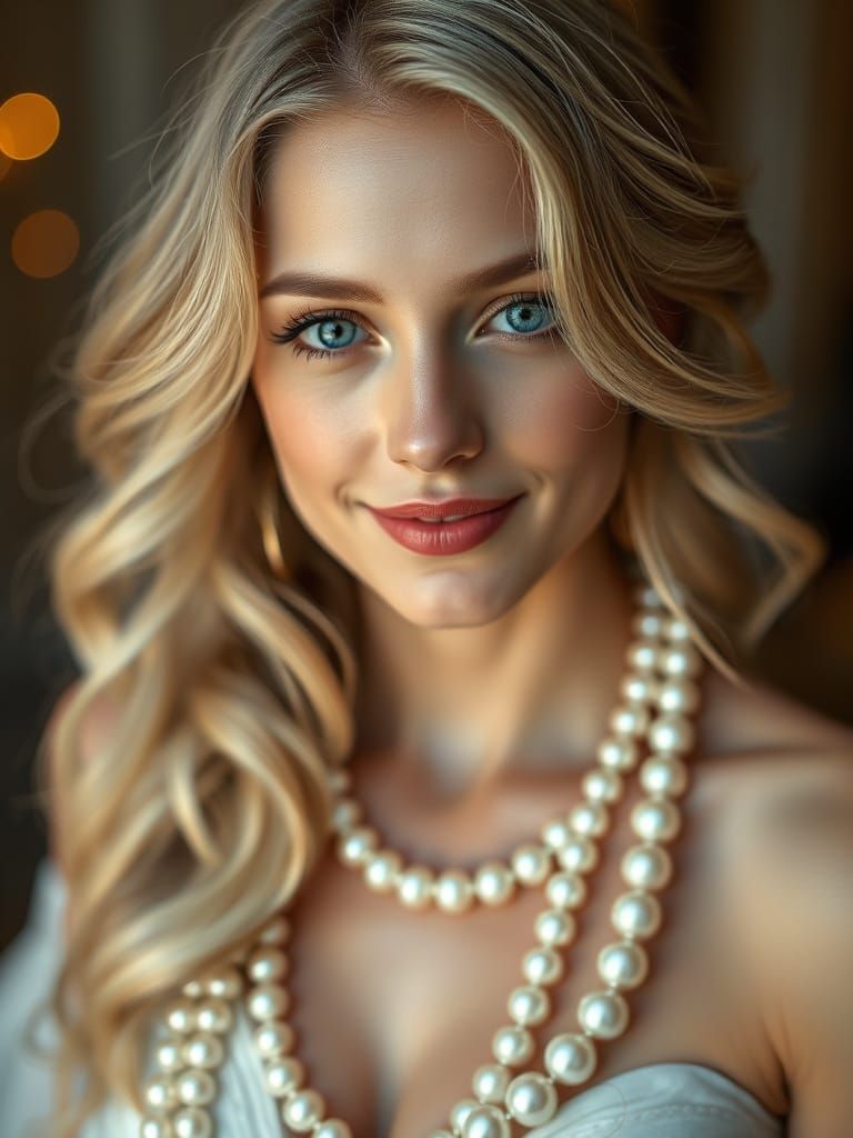 Ethereal Goddess in Pearls Studio Portrait